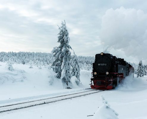 Landschaftsfotografie und Brockenbahn - Winter auf dem Brocken im Harz